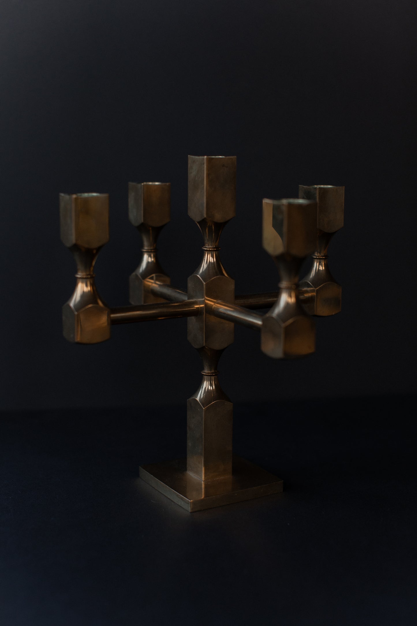 Brutalist Brass Candleholder