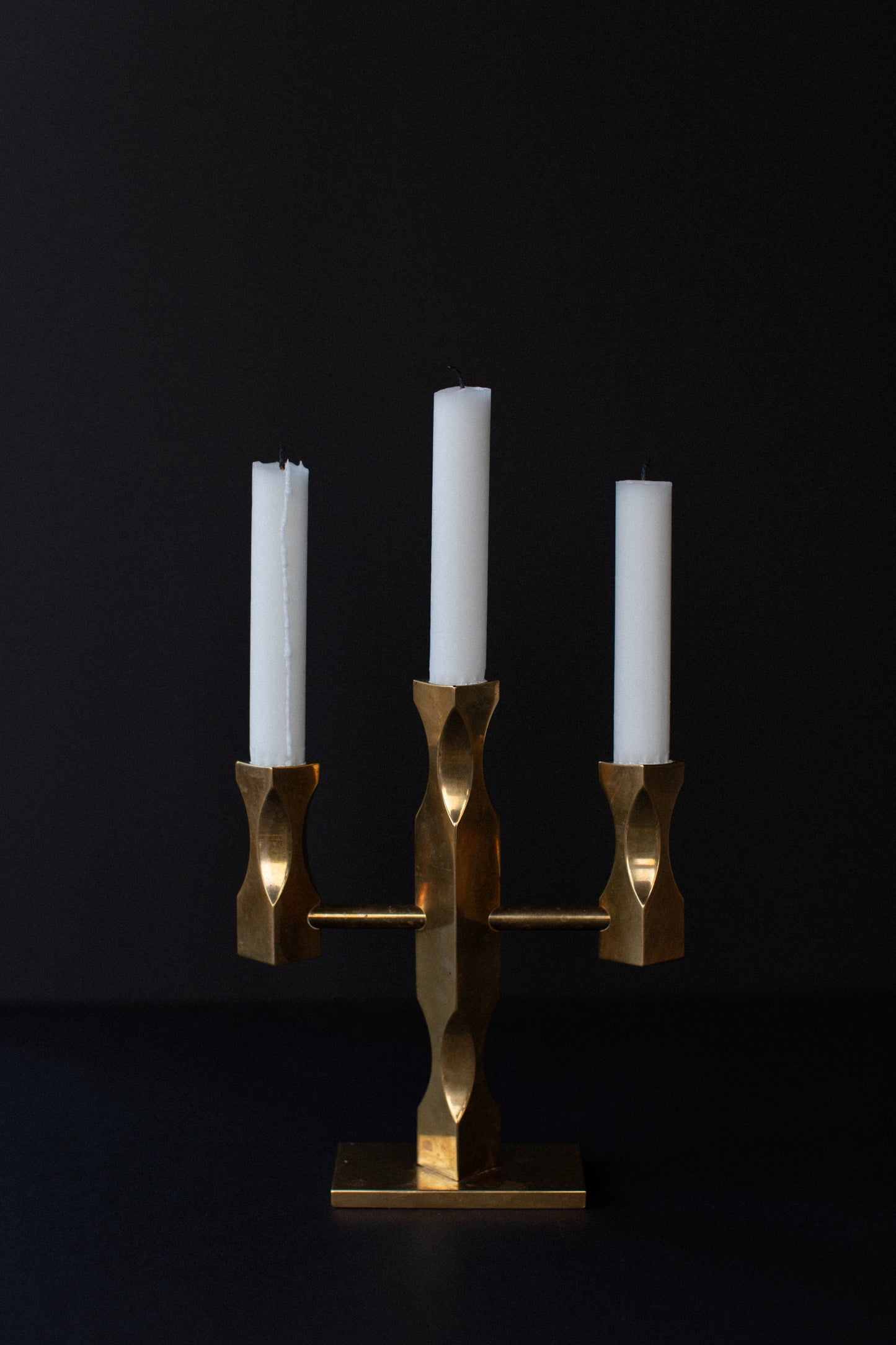 Brutalist Brass Candleholder