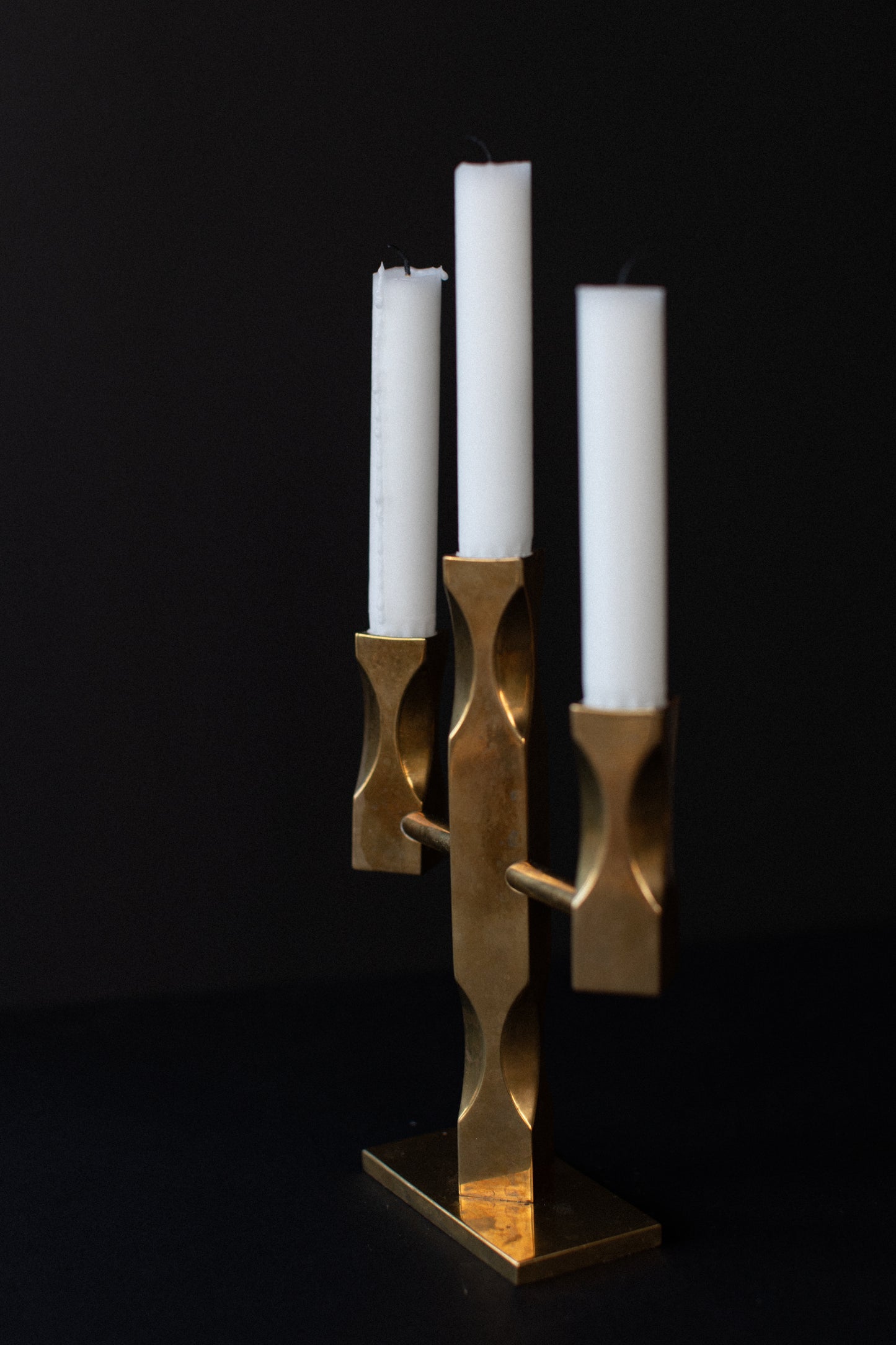 Brutalist Brass Candleholder