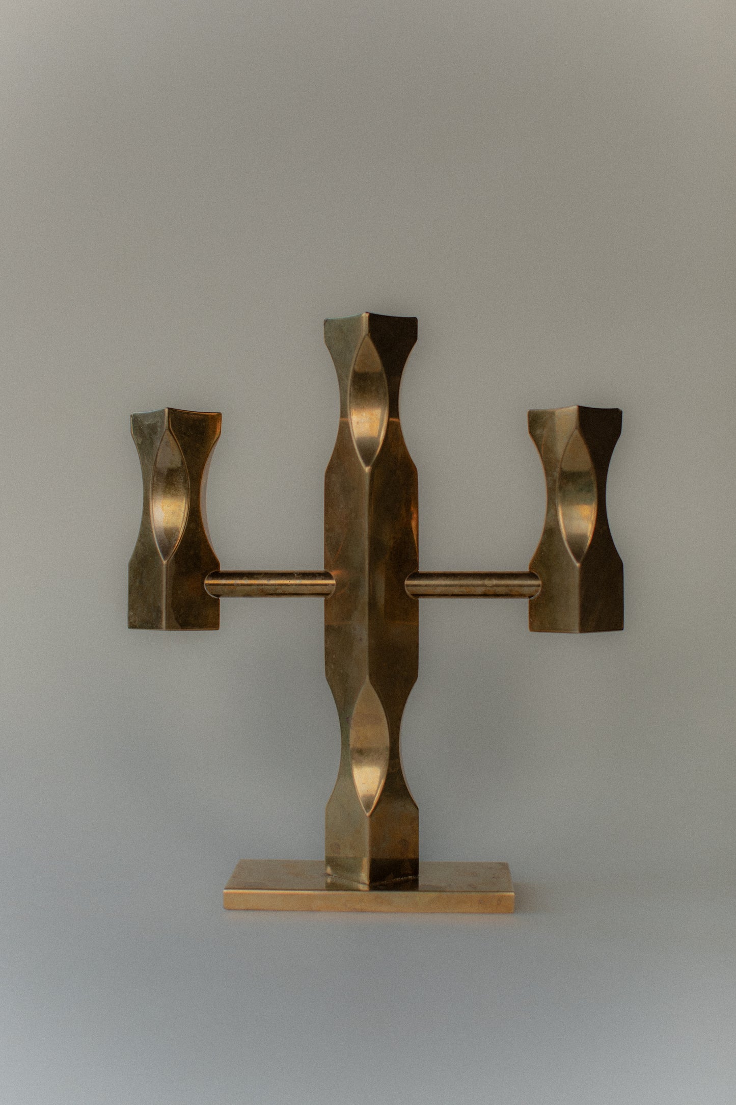 Brutalist Brass Candleholder