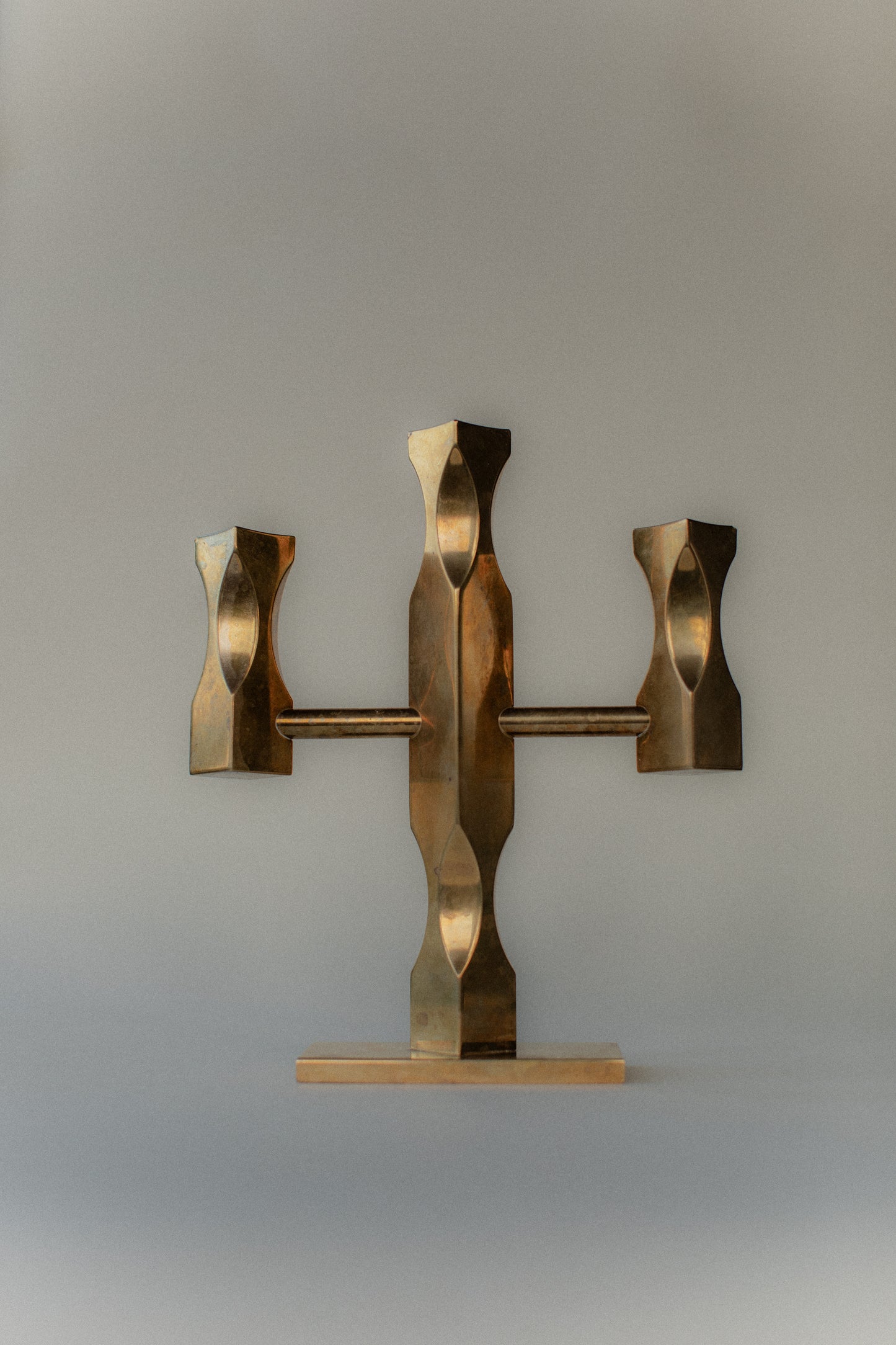 Brutalist Brass Candleholder