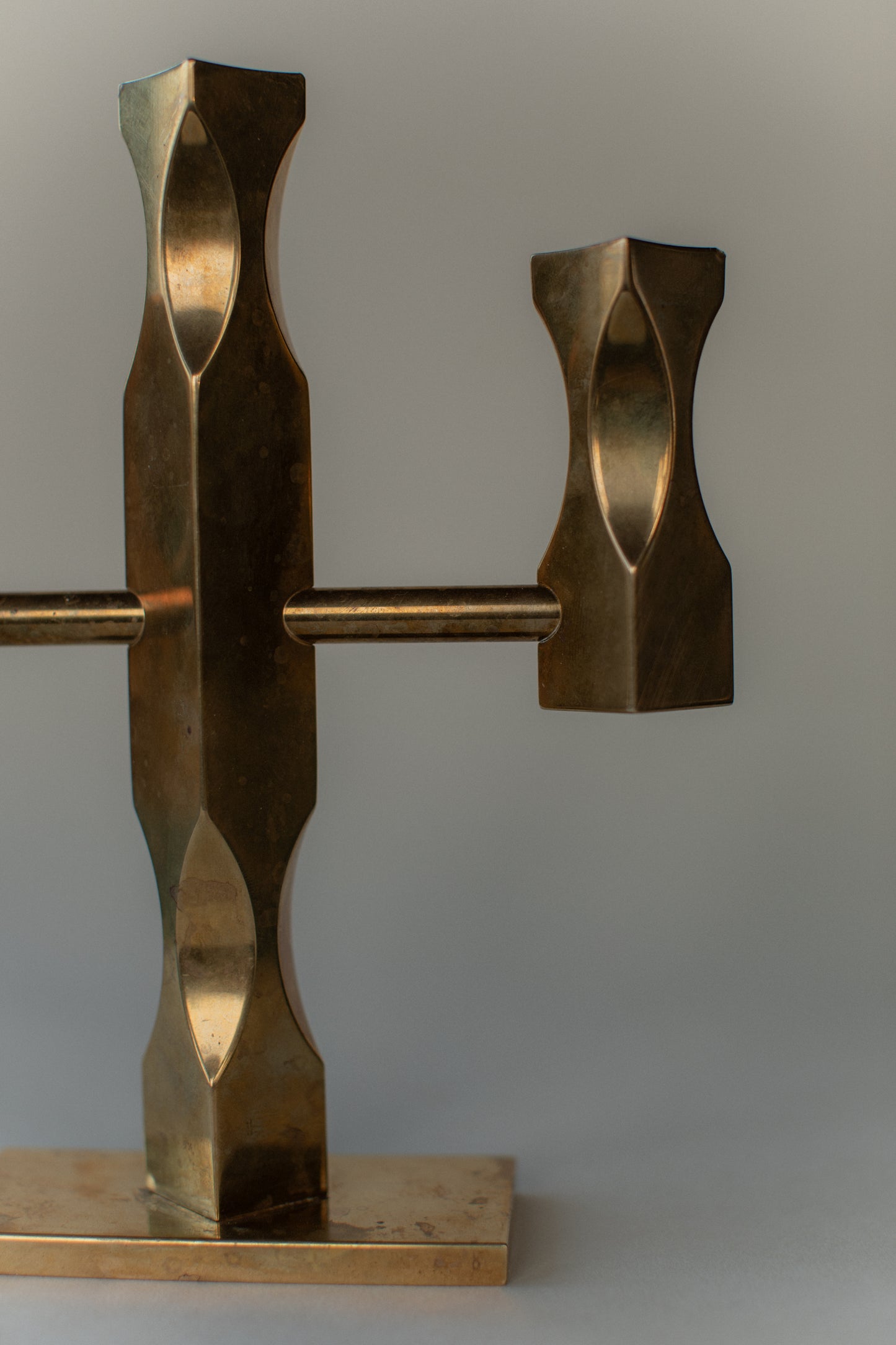 Brutalist Brass Candleholder