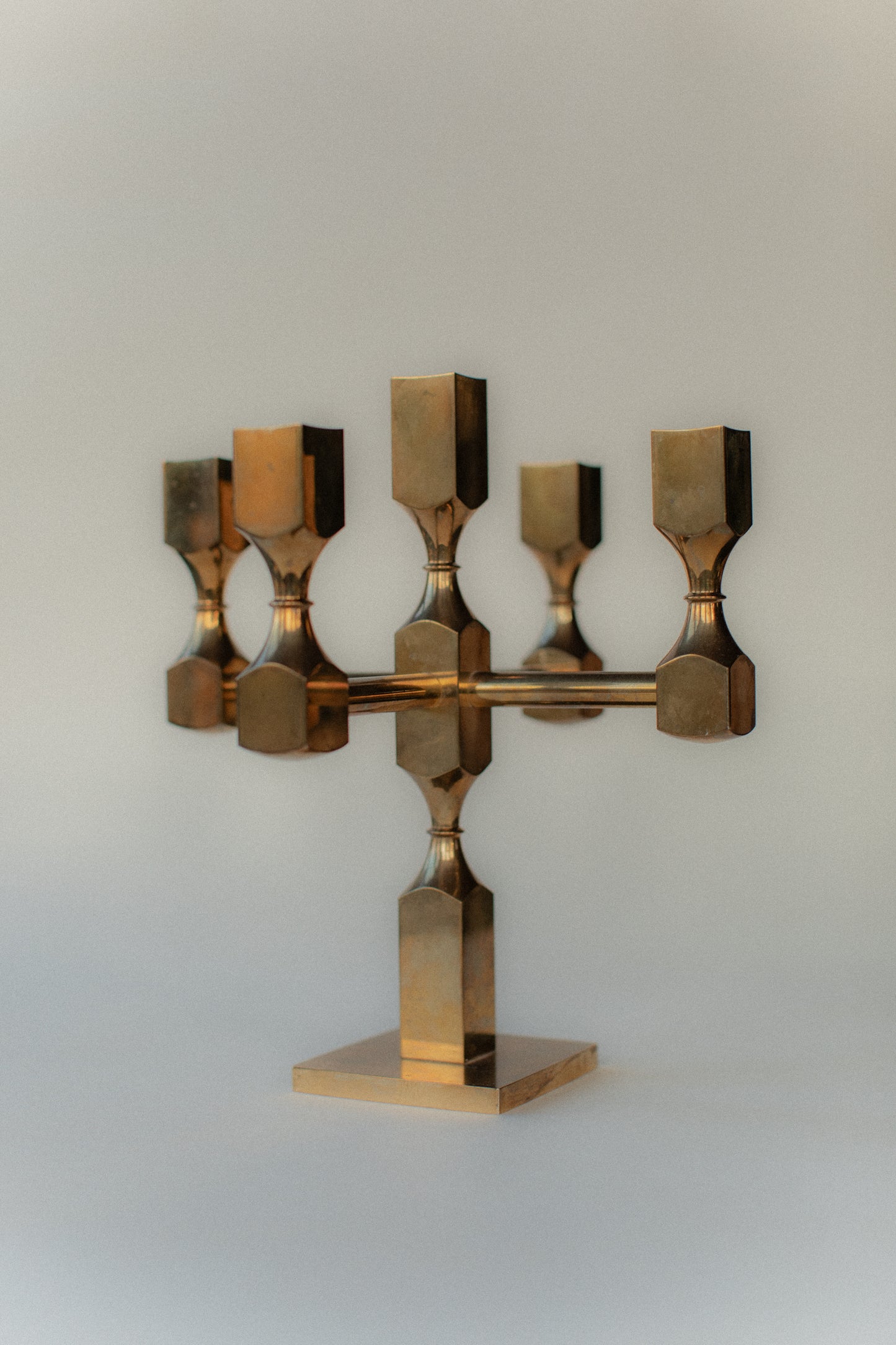 Brutalist Brass Candleholder