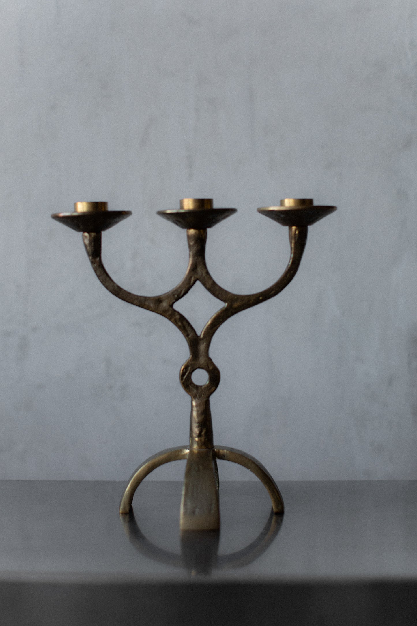 Brutalist Brass Candleholder