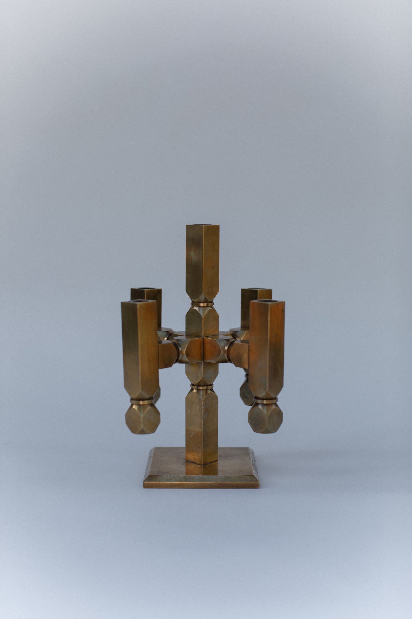 Brutalist Brass Candleholder