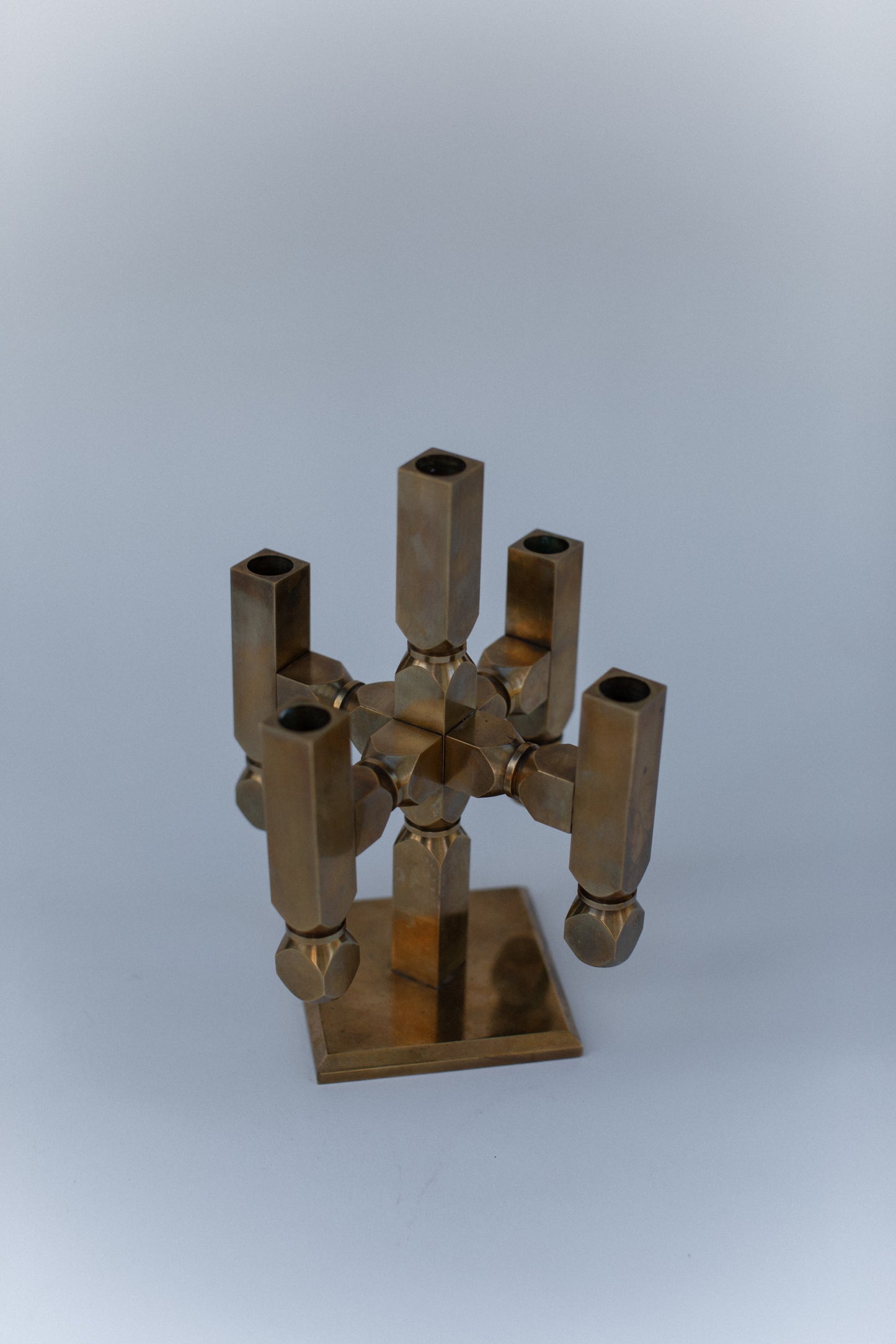 Brutalist Brass Candleholder