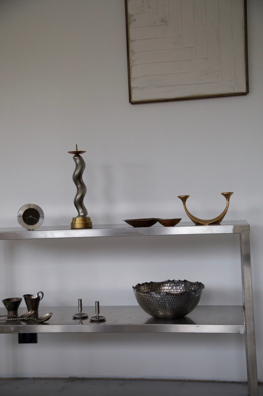 Brutalist Brass Candleholder, Harjes