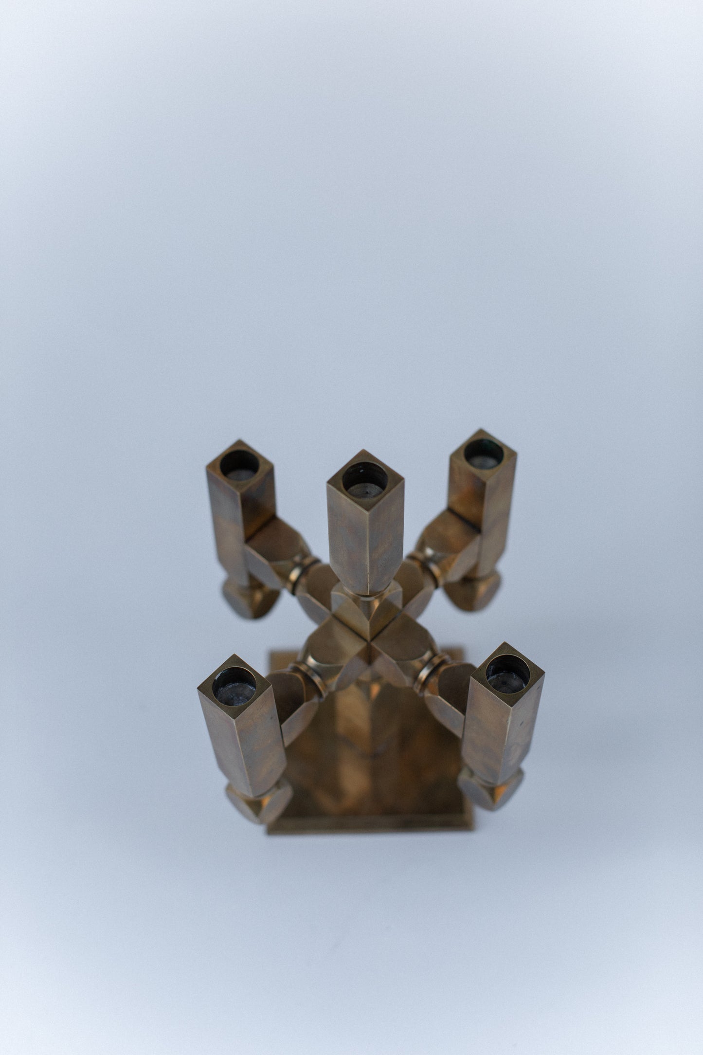 Brutalist Brass Candleholder