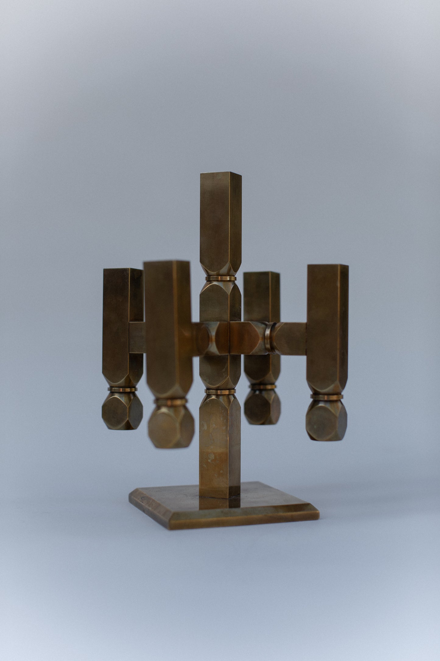 Brutalist Brass Candleholder