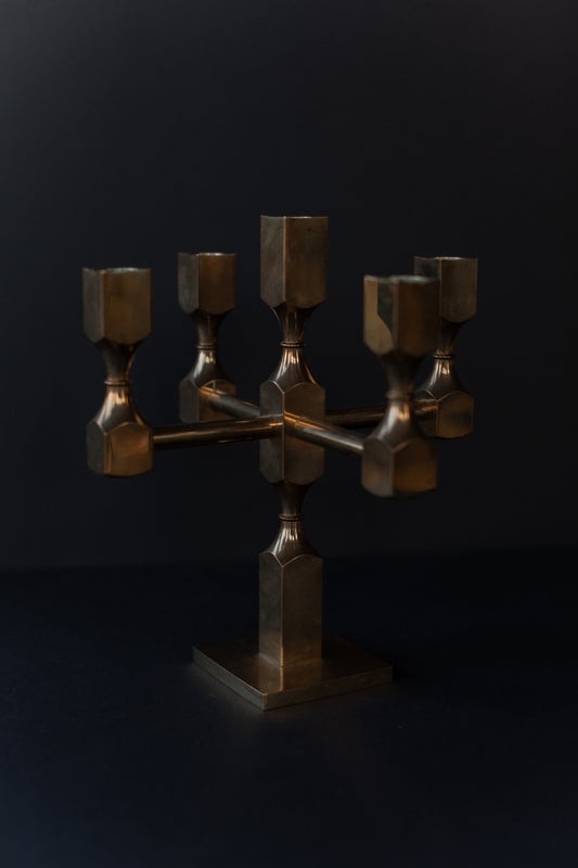 Brutalist Brass Candleholder