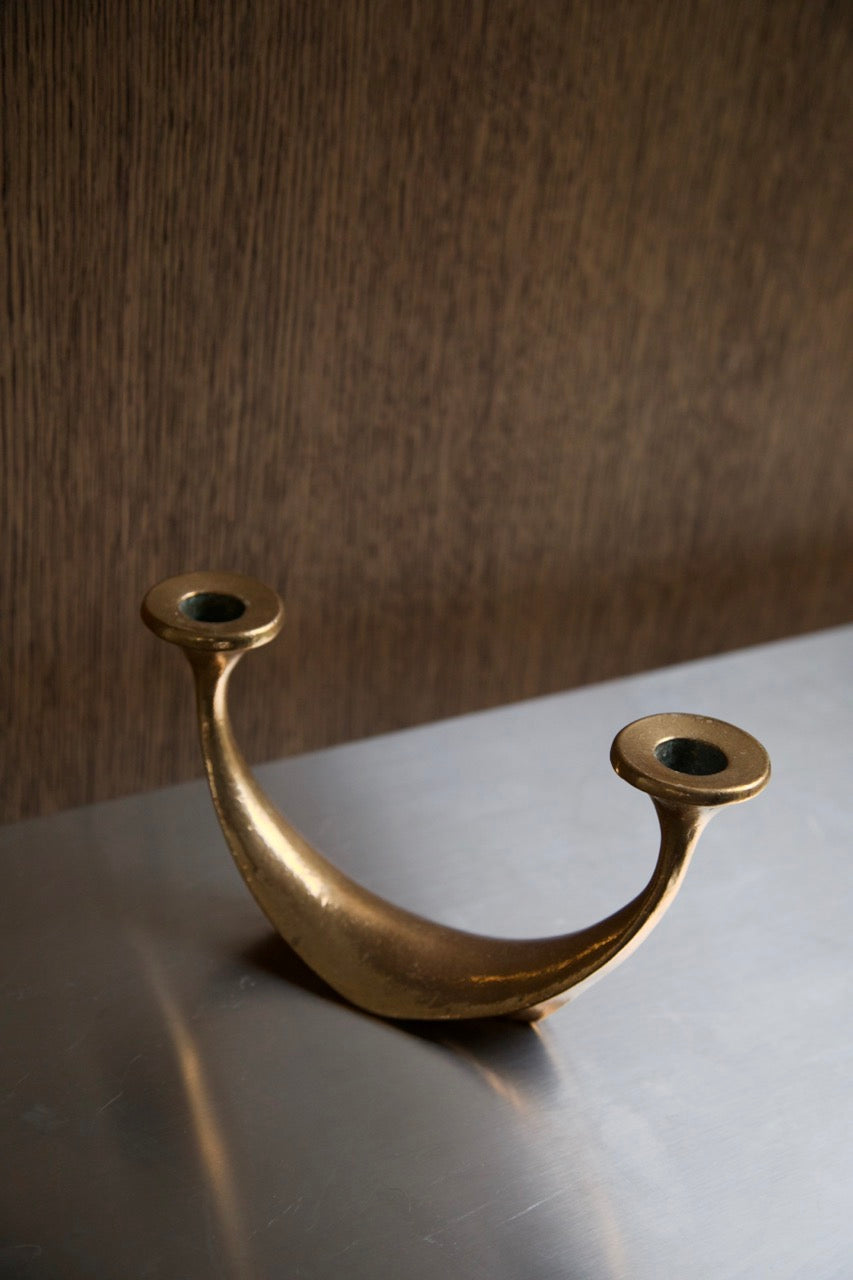Brutalist Brass Candleholder, Harjes