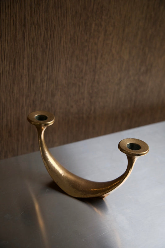 Brutalist Brass Candleholder, Harjes