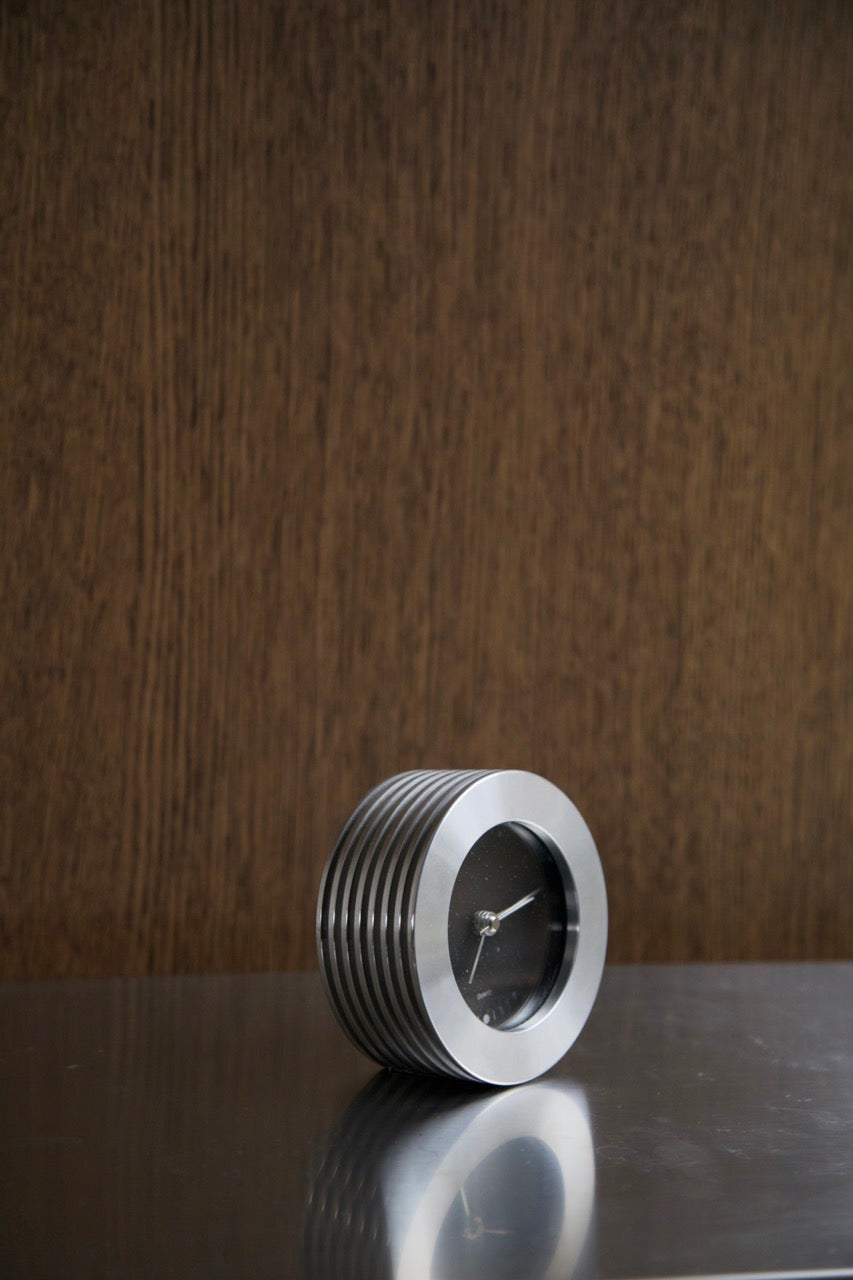 Ribbed Steel Table Clock