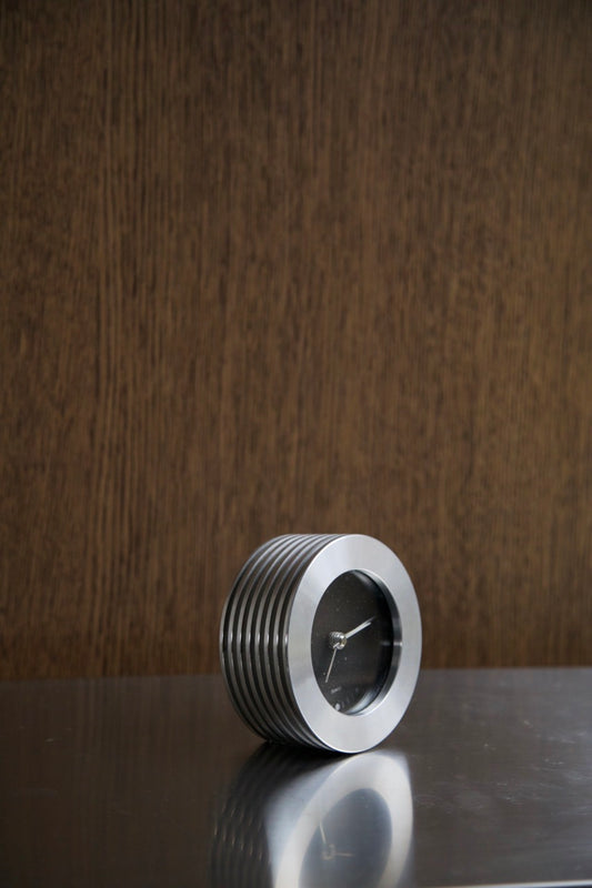 Ribbed Steel Table Clock