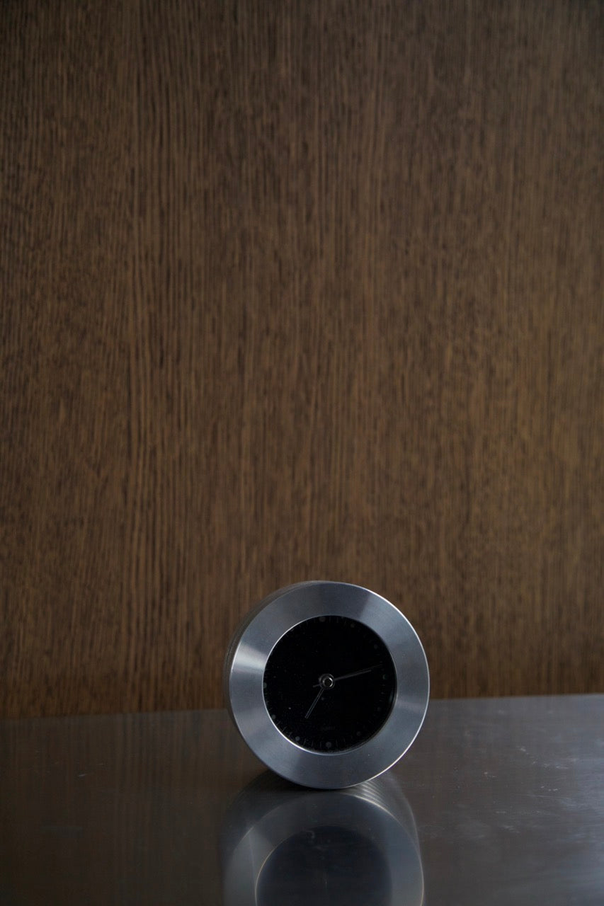 Ribbed Steel Table Clock