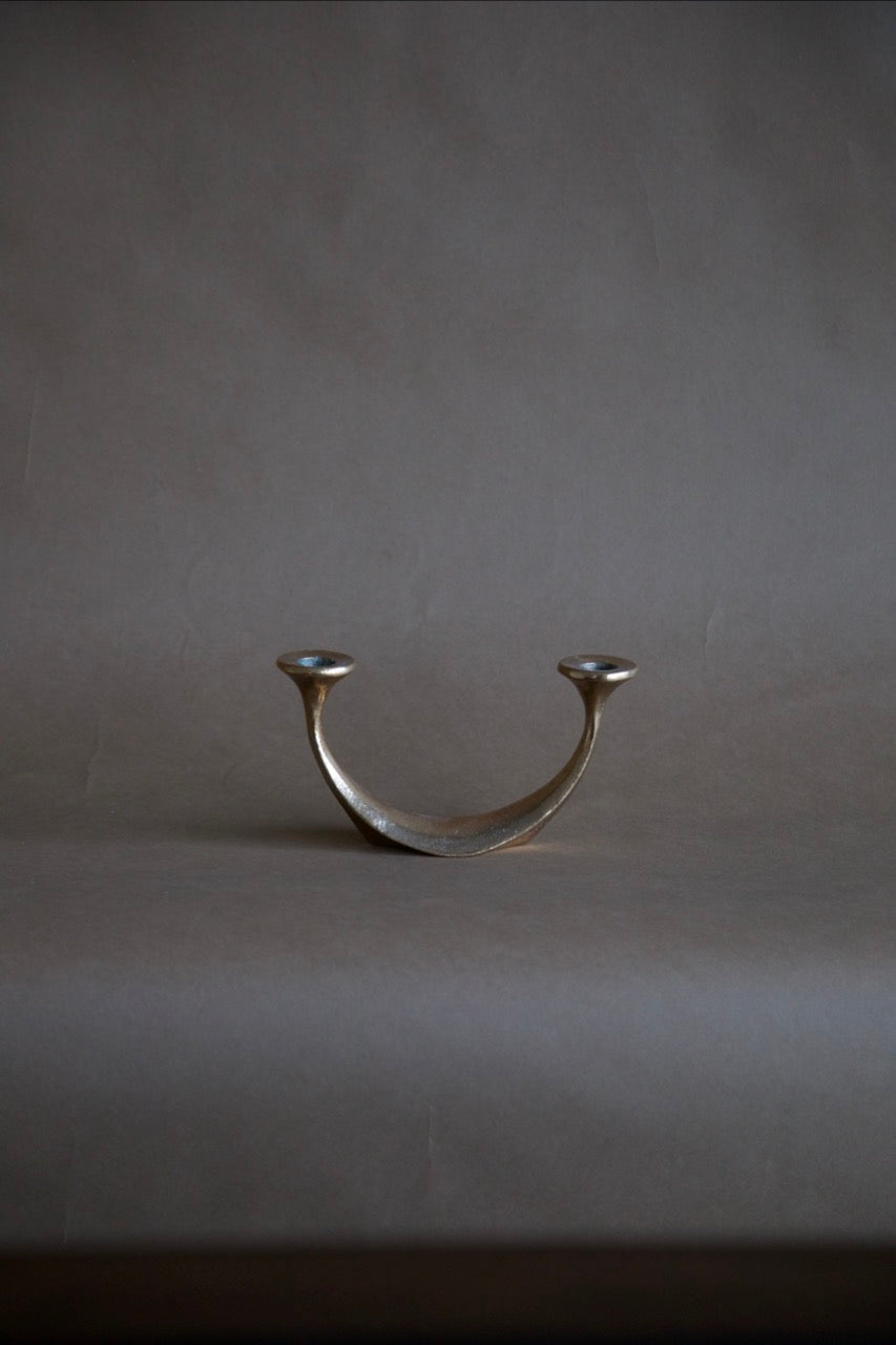 Brutalist Brass Candleholder, Harjes