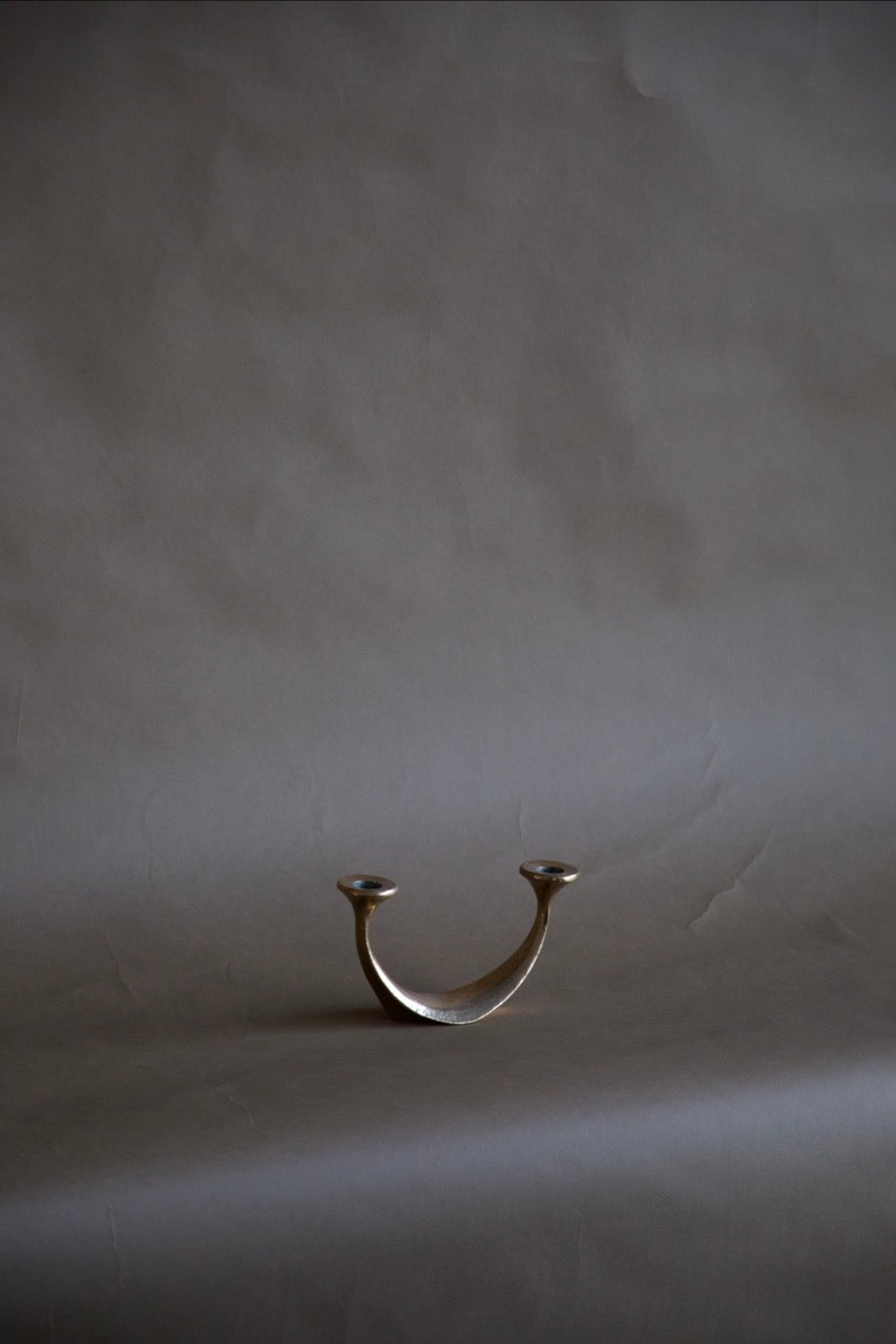 Brutalist Brass Candleholder, Harjes