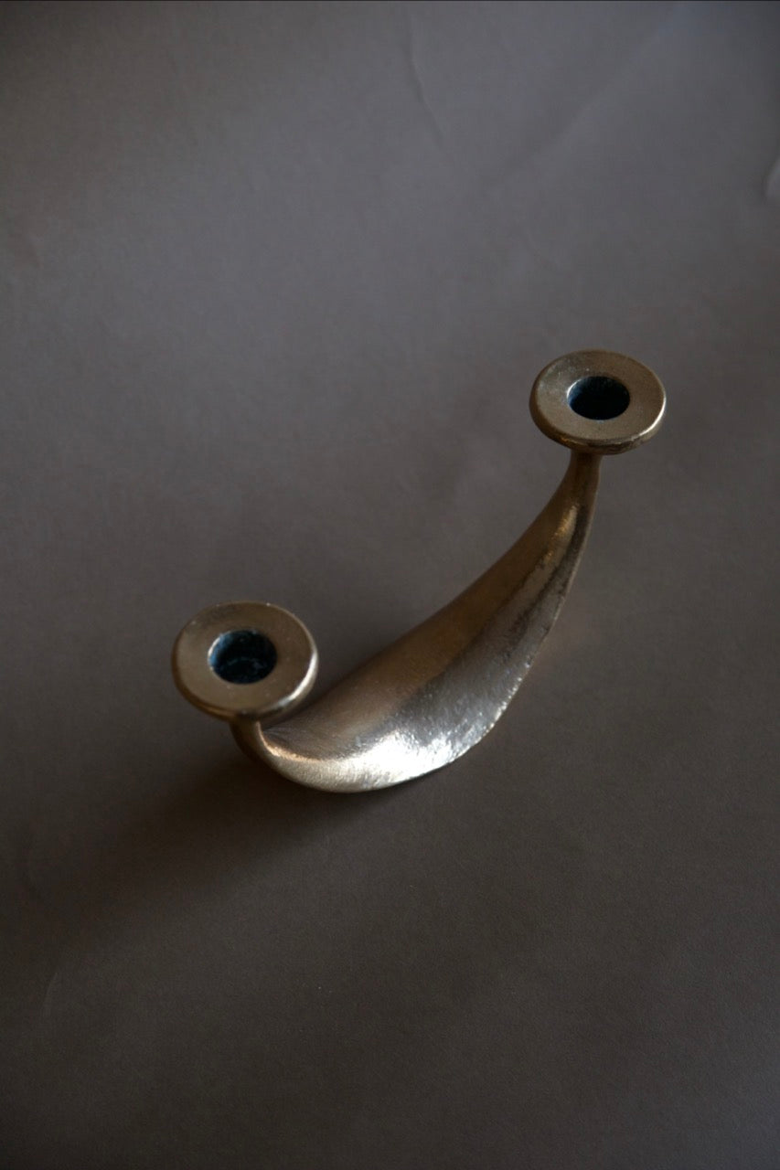 Brutalist Brass Candleholder, Harjes