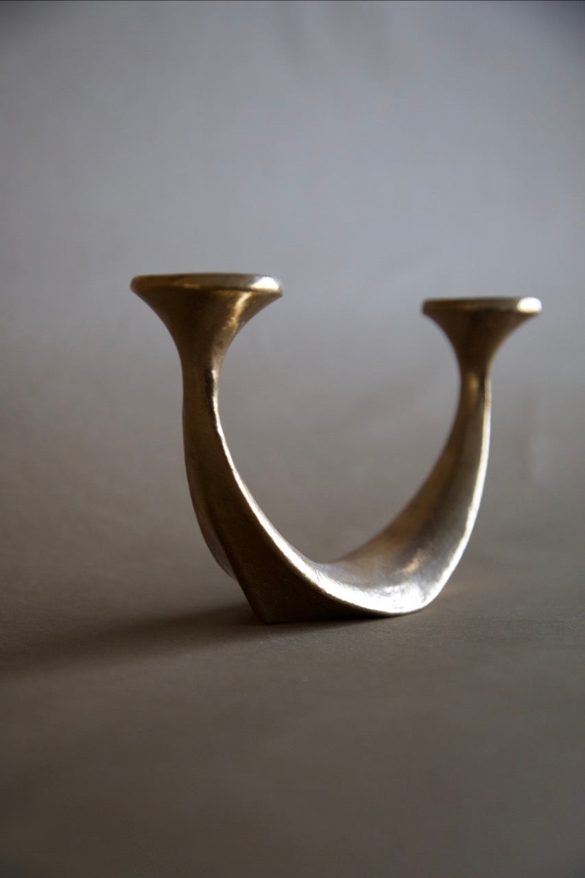 Brutalist Brass Candleholder, Harjes