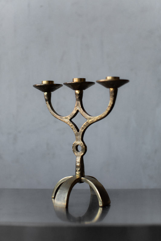 Brutalist Brass Candleholder