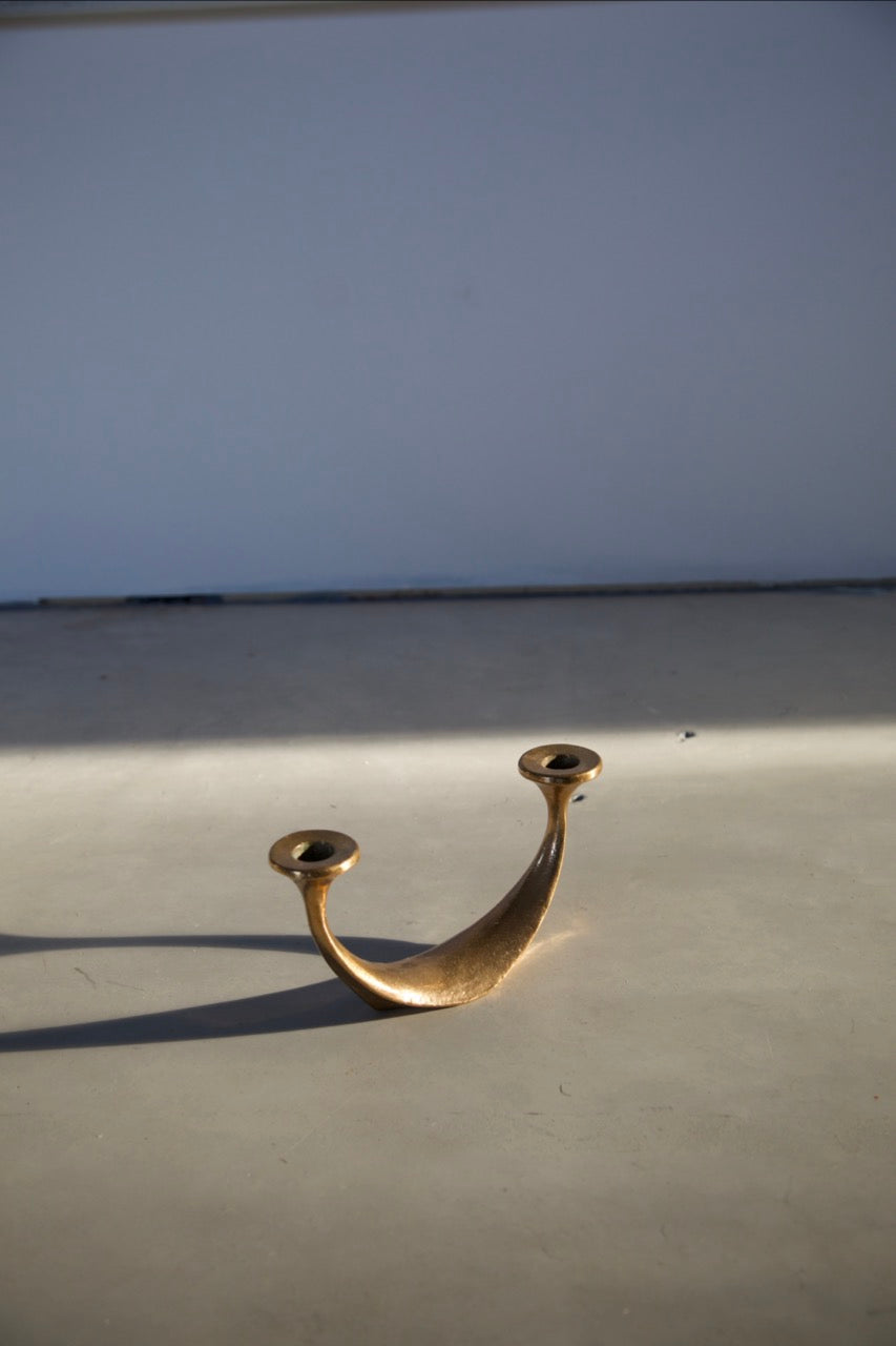 Brutalist Brass Candleholder, Harjes