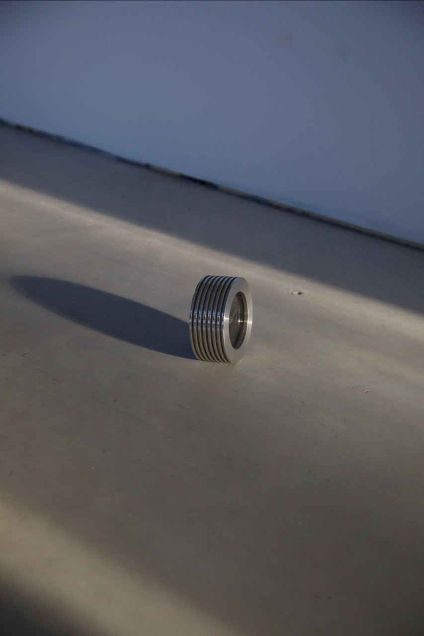 Ribbed Steel Table Clock