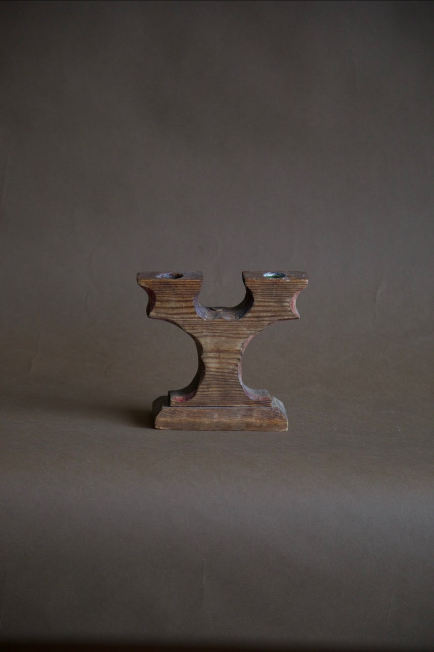 Carved Wood Candleholder