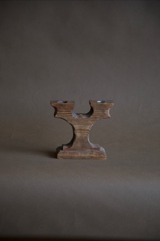 Carved Wood Candleholder