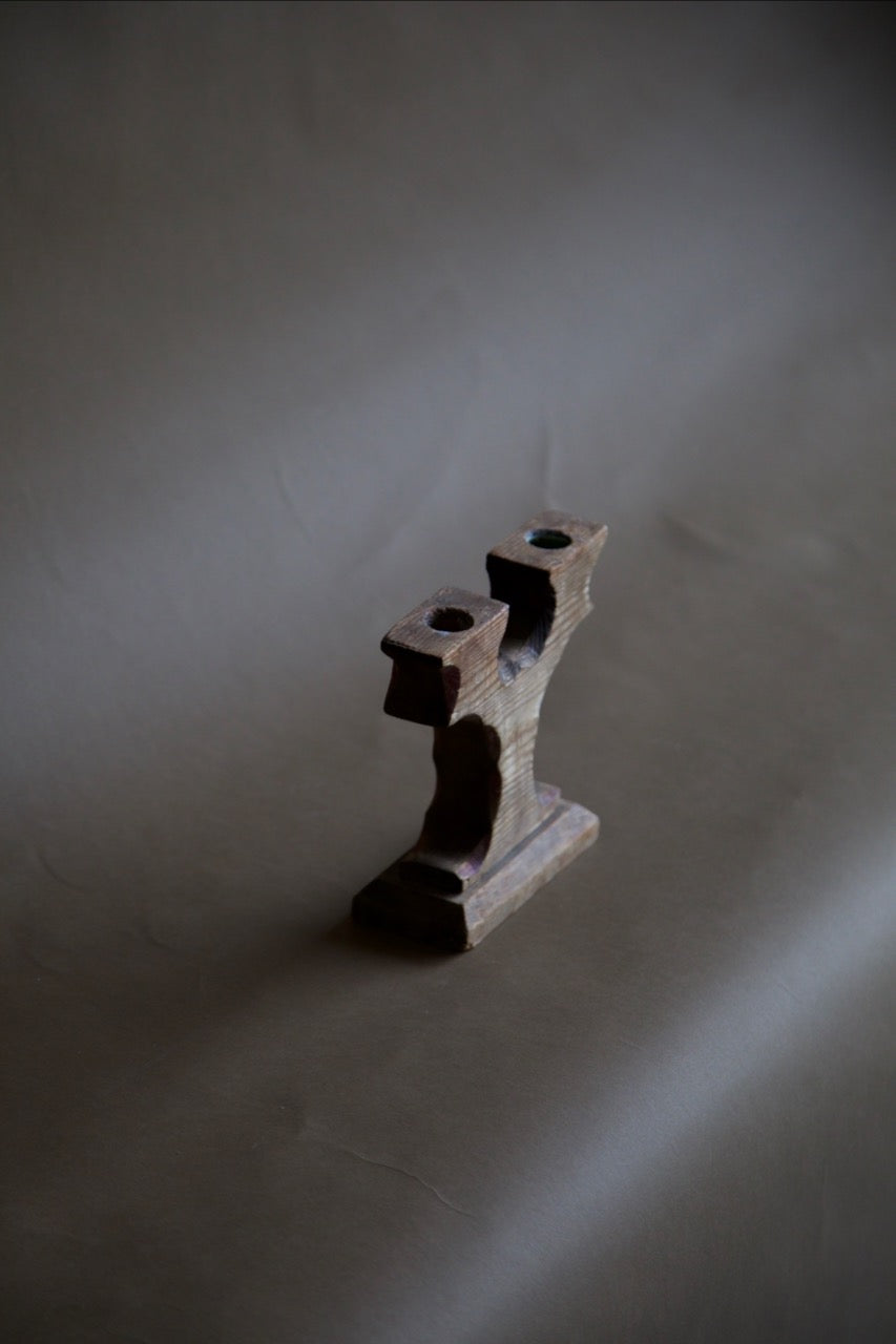 Carved Wood Candleholder