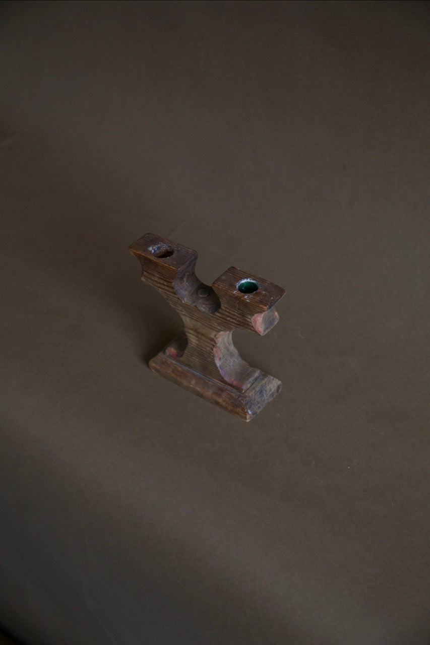 Carved Wood Candleholder