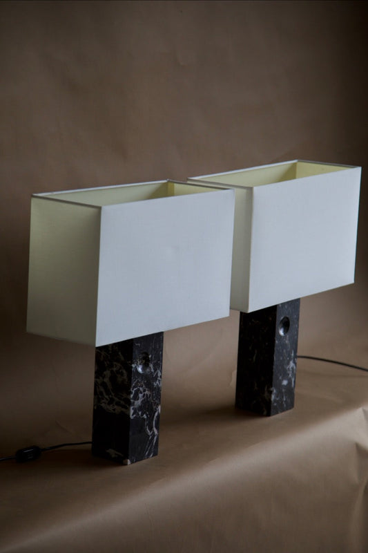Sculptural Black Marble Table Lamps