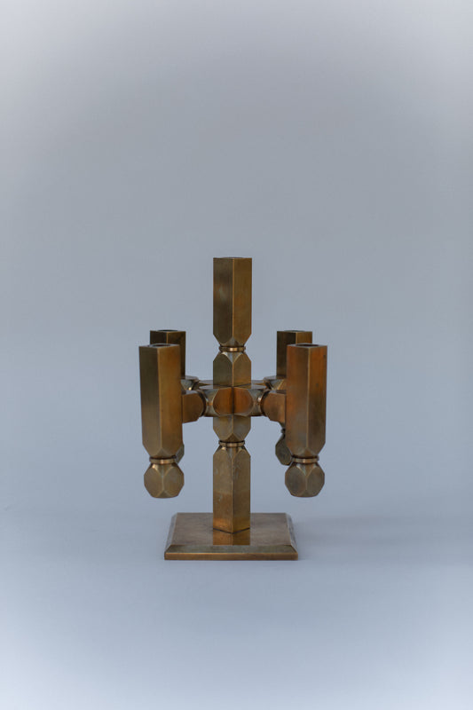 Brutalist Brass Candleholder