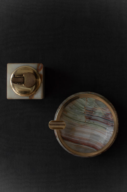 Onyx Ashtray and Lighter
