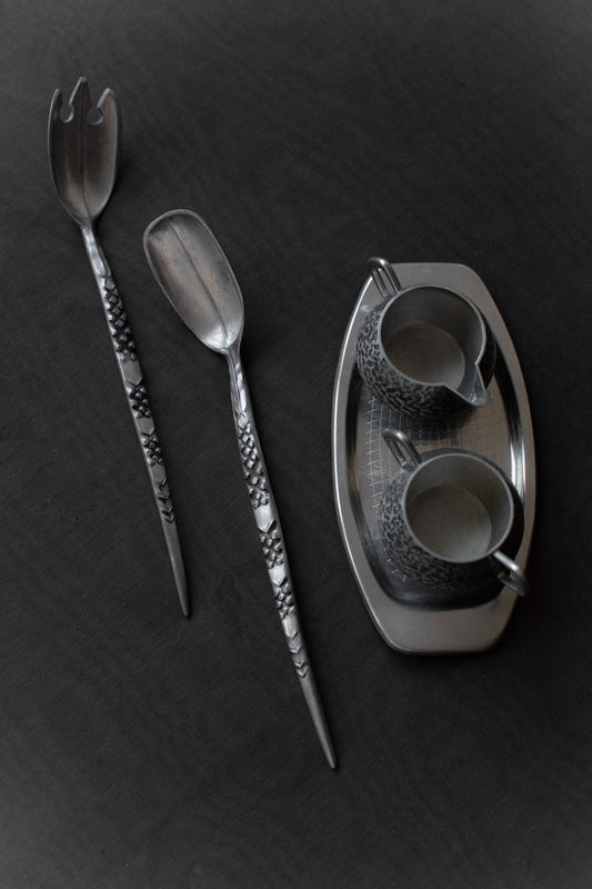 Tin Bowl and Spoons set